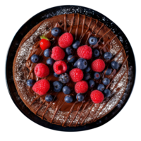 delicioso chocolate pastel decorado con Fresco bayas en png antecedentes