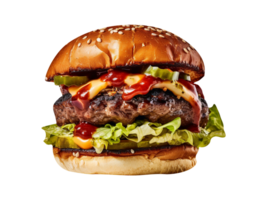 delicioso búfalo filete hamburguesa en transparente antecedentes png