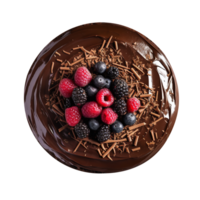 utsökt choklad kaka dekorerad med färsk bär på png bakgrund