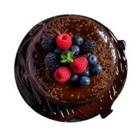 delicioso chocolate pastel decorado con Fresco bayas en png antecedentes