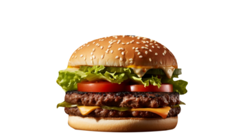 Delicious mouthwatering burger isolated on transparent background png
