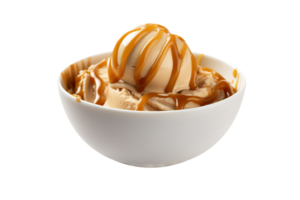 savoureux caramel tourbillon la glace crème isolé sur transparent Contexte png