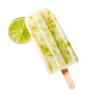 Frozen lime and coconut popsicle isolated on transparent background png