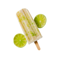 Frozen lime and coconut popsicle isolated on transparent background png