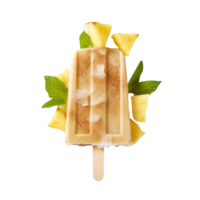 Frozen coconut pineapple popsicle isolated on transparent background png