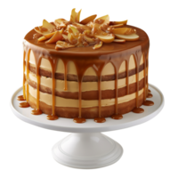 Tasty caramel glazed cake isolated on transparent background png