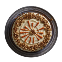 Delicious decorated carrot cake isolated on transparent background png