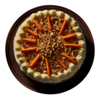 Delicious decorated carrot cake isolated on transparent background png