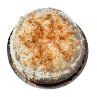 Delicious coconut cream cake on png background