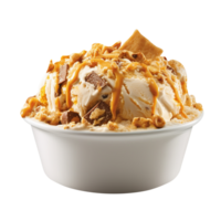 Tasty butterfingers ice cream bowl on transparent background png