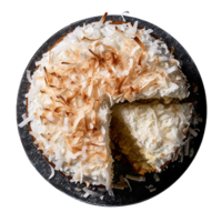Delicious coconut cream cake on png background