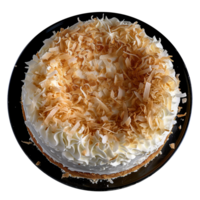 Tasty coconut cream cake isolated on transparent background png