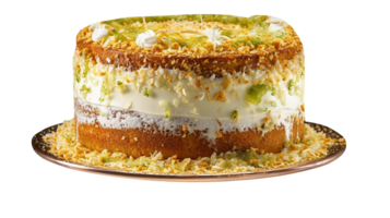 Delicious coconut lime cake on transparent background png