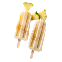 Frozen coconut pineapple popsicle isolated on transparent background png