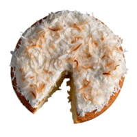 Delicious coconut cream cake on png background