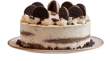 Tasty chocolate cookies and cream cheesecake isolated on transparent background png