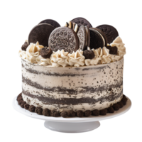 Tasty chocolate cookies and cream cheesecake isolated on transparent background png