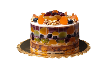 köstlich trocken Früchte dekoriert Kuchen isoliert auf transparent Hintergrund png
