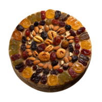 Delicious dry fruits decorated cake isolated on transparent background png