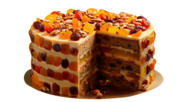 Delicious dry fruits decorated cake isolated on transparent background png