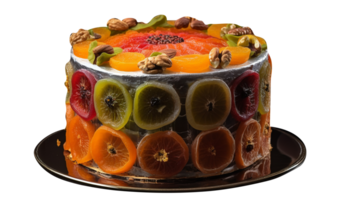 Delicious dry fruits decorated cake isolated on transparent background png