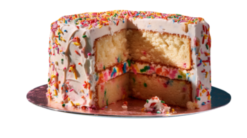 köstlich funfetti Kuchen dekoriert mit Sträusel auf transparent Hintergrund png