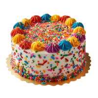 köstlich funfetti Kuchen dekoriert mit Sträusel auf transparent Hintergrund png