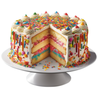 delizioso funfetti torta decorato con spruzzatori su trasparente sfondo png