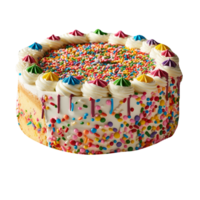 délicieux funfetti gâteau décoré avec arrose sur transparent Contexte png