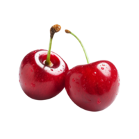 Fresh pair of cherries isolated on transparent background png