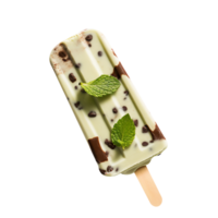 congelado menta chocolate chip paleta de hielo aislado en transparente antecedentes png