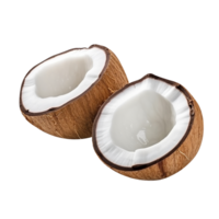 Fresh Broken coconuts isolated on transparent background png