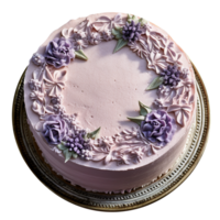 Delicious decorated lavender cake isolated on transparent background png