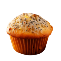 Delicious lemon poppy Muffin isolated on transparent background png