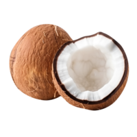 frisch gebrochen Kokosnüsse isoliert auf transparent Hintergrund png