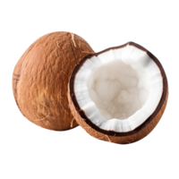 Frais cassé noix de coco isolé sur transparent Contexte png