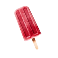 Frozen raspberry lemonade popsicle isolated on transparent background png