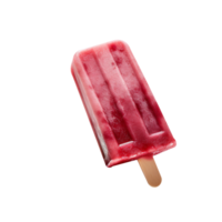 Frozen raspberry lemonade popsicle isolated on transparent background png