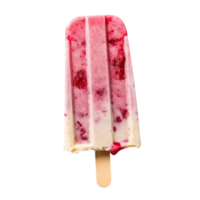 Frozen raspberry cheesecake popsicle isolated on transparent background png