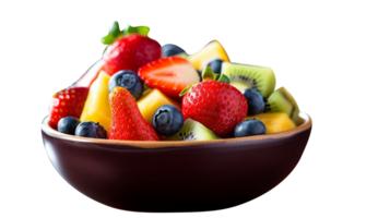 Bowl of healthy fresh fruit salad on transparent background png