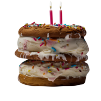 Tasty birthday ice cream sandwich on transparent background png