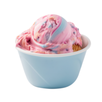 Yummy cotton candy ice cream bowl isolated on transparent background png