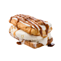 lecker Karamell Eis Sahne Sandwich auf transparent Hintergrund png