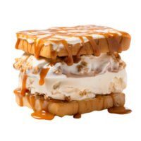 Tasty caramel ice cream sandwich on transparent background png