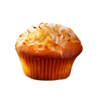 Tasty coconut muffin on png background