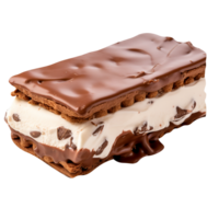 Tasty chocolate ice cream sandwich on transparent background png