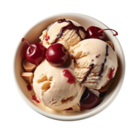 Tasty cherry ice cream isolated on transparent background png