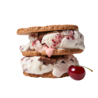 Tasty cherry ice cream sandwich on transparent background png