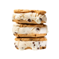 Tasty chocolate chip cookie ice cream sandwich on transparent background png