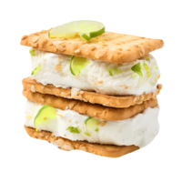 gustoso lime ghiaccio crema Sandwich su trasparente sfondo png